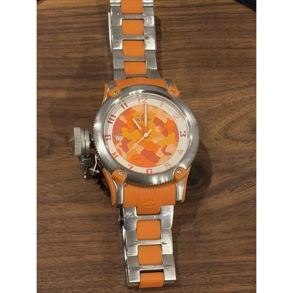 Invicta Lady Diver Orange 40.5mm Camouflage Dial Ladies Watch Working New Battry - Picture 3 of 10